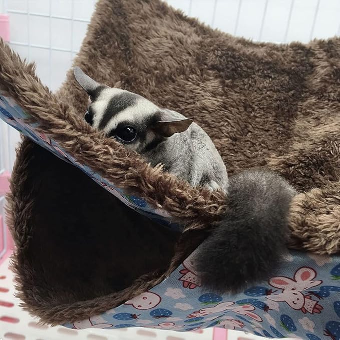 Oncpcare 2PCS Small Pet Cage Hammock, Bunkbed Sugar Glider Hammock, Guinea Pig Cage Accessories Bedding, Warm Hammock for Parrot Ferret Squirrel Hamster Rat Playing Sleeping
