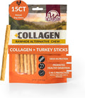 Wild Eats Turkey Collagen Sticks for Dogs (15 Pack, 1 cm Wide) Long Lasting Dog Chews No Hide Dog Treat Bully Stick Alternative, Rawhide Free, Grain Free, High Protein