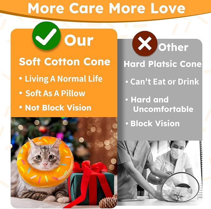 Hpetppy Cat Cone Collar Soft, Cat Recovery Collar for Wound Healing Cute Donut Adjustable Kitten Cones to Stop Licking Comfortable Lightweight Neck Elizabethan Collars for Kittens After Surgery