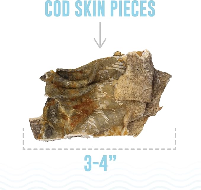 Icelandic+ Cod Skin Pieces - 8oz Bag - Pure Fish Dog Treats, Wild- Caught & Air-Dried, Single Ingredient Snacks, Pet Chews, Just The Fish Nothing Else