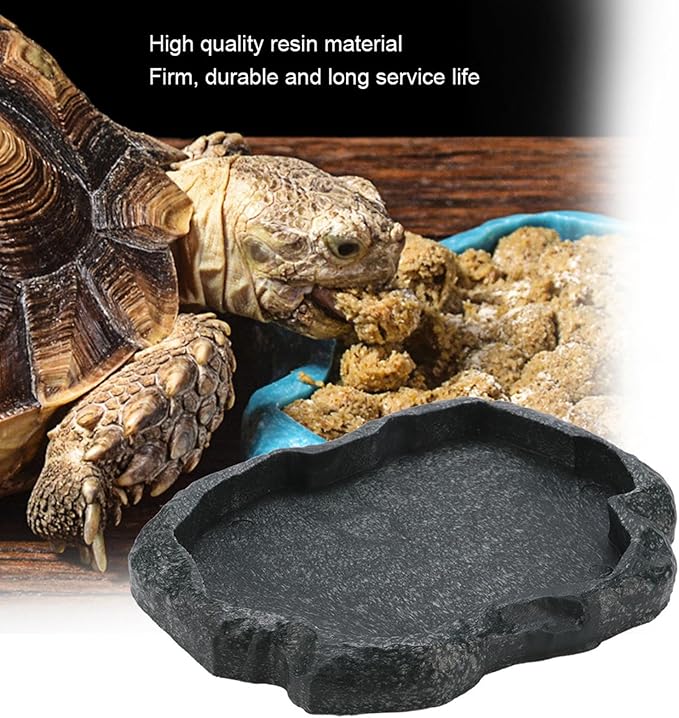 Tortoise Water Dish, Resin Snake Water Bowl, Reptile Food Feeding Dish for Tortoise, Lizard, Iguana, Frog, Snake, Pet, Amphibian