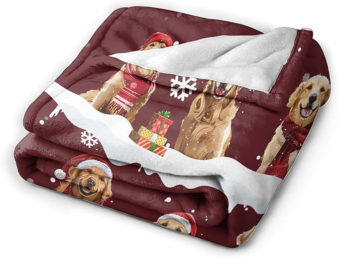 Golden Retriever Throw Blanket Golden Retriever Dog Christmas Stuff Gifts for Kids Girls Boys Adults Women Man Soft Cozy Warm Plush Fluffy Fuzzy Fleece Blanket Decor 60''X80''
