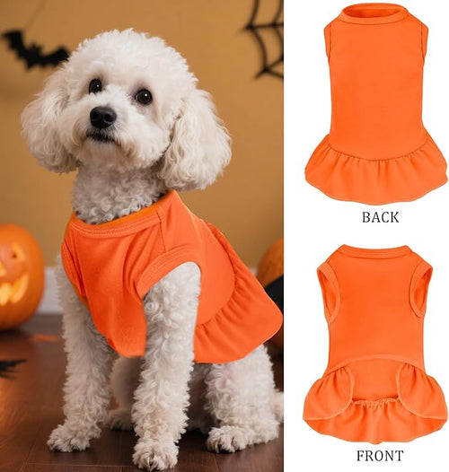 2 Pcs Dog Dresses Cat Skirt Solid Color Dog Clothes Summer Sleeveless Puppy Girl Clothes for Small Pet Dogs Cats (Purple,Orange, Medium)
