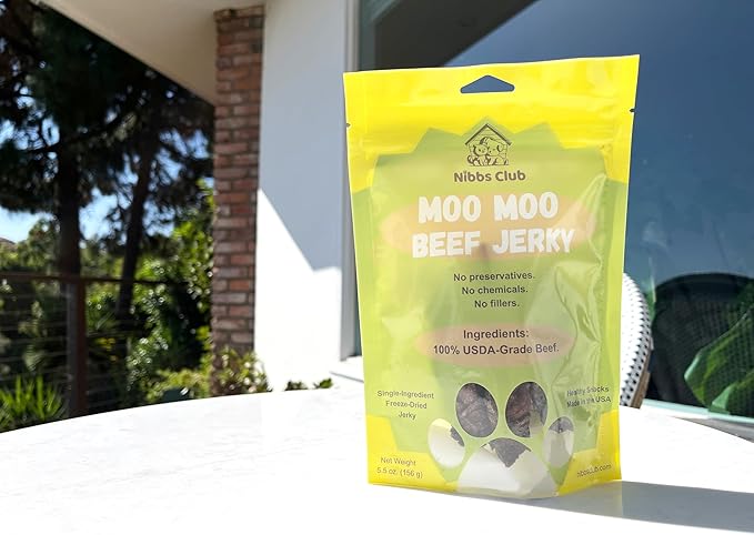 Moo Moo Beef Jerky, 100% USDA-Grade Beef, Freeze Dried, Healthy, All Natural, USA-Made, Single Ingredient Dog Treat
