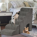 Dog Stairs for High Beds 25-30 inches Tall, 6-Step Dog Steps for High Bed for Doggies/Kitties, 30D Foam Pet Stairs Steps for Small Dogs, Doggie Ramp/Ladder for Old Dogs/Cats, Grey