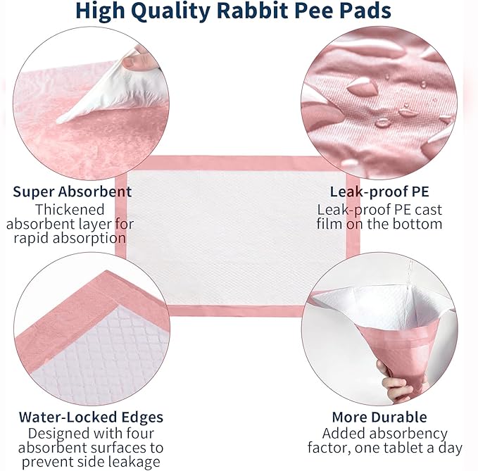 Tfwadmx Rabbit Pee Pads 100 Pcs 18"× 13" Disposable Cage Liners Leak-Proof Super Absorbent Potty Training Pad for Puppy Guinea Pigs Hedgehog Hamsters Chinchillas Cats and Other Small Animals