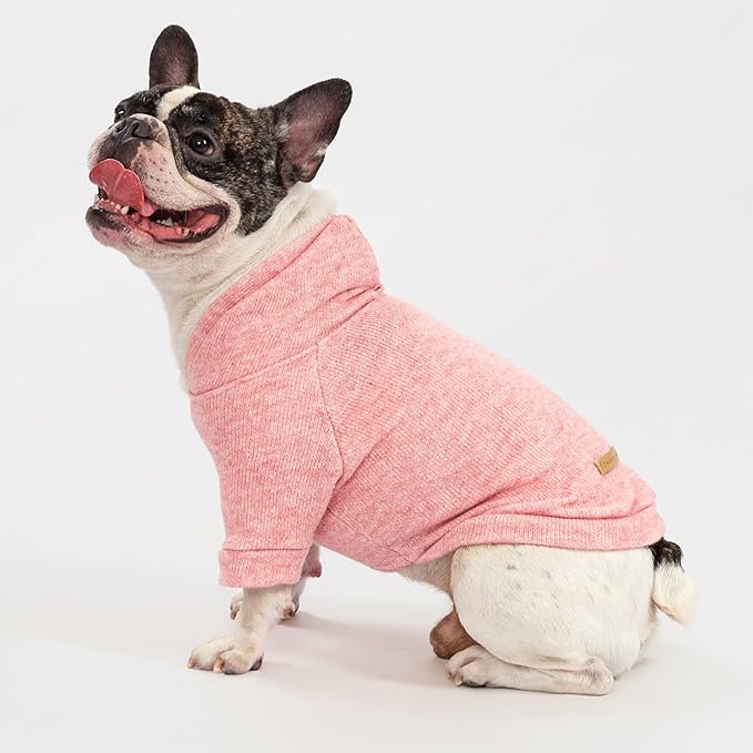 Fitwarm Knitted Dog Hoodie Sweater, Winter Clothes for Small Dogs Boy Girl, Lightweight Pet Sweatshirt, Heather Pink, Medium