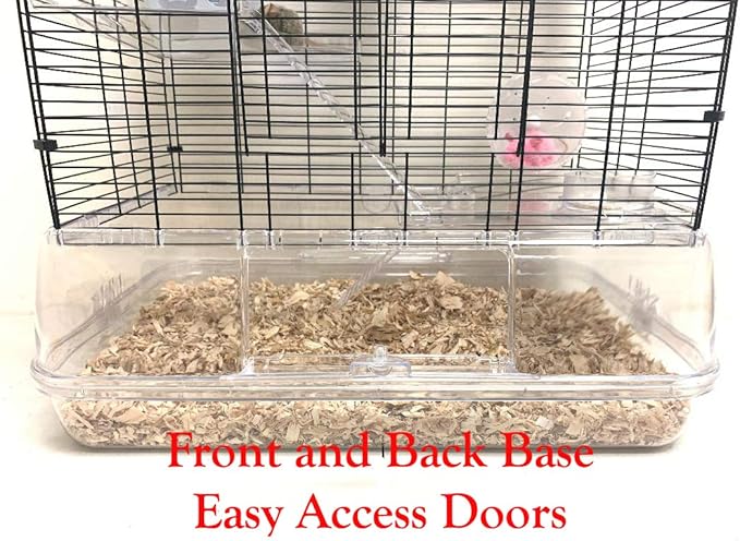 Large 3-Story Acrylic Clear Hamster Palace Cage Habitat Home for Guinea Pig Rodent Gerbil Rat Mice Mouse (L24 x W16 x 23" H, Black/Clear)