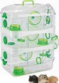 3-Solid Floor Levels Acrylic Clear Expansible and Customizable Syrian Hamster Habitat Rodent Gerbil Mouse Mice Cage Transparent