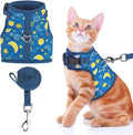 BINGPET Cat Harness with Leash Escape Proof - Fashionable Mesh Cat Dog Walking Harness Leads, Adjustable for Kitties Puppies Small Animals,Galaxy,M