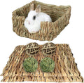 Hamiledyi Rabbit Grass Bed Natural Handmade Hay Mat Chew Balls for Rabbit Gerbil Chinchilla Guinea Pig Ferret Other Small Animals