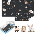Washable Guinea Pig Bedding for 2 Story Guinea Pig Cages, Fast Absorption Reusable Guinea Pig Cage Liner, No Shrunk, Anti-Slip Bottom, Leak-Proof Pee Pad Mat, 12” x 24” & 24” x 48” (Black)