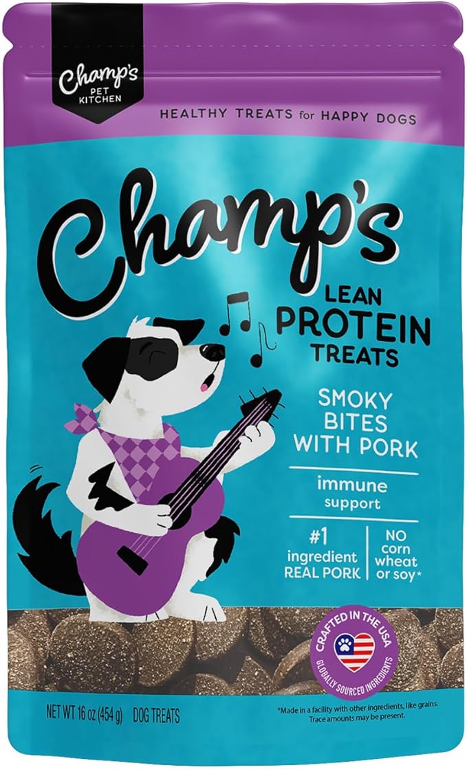 CHAMPS Soft Healthy Dog Treats for Immune Support & Training Snacks Made with Spinach, Cranberry & Kale - Smoky Pork - 16 oz