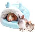 Guinea Pig Hideout, Warm Bed for Guinea Pig,Rabbits, Chinchillas, Guinea Pig Bed, Cozy Small Animal Winter Shelter (Blue, Medium)