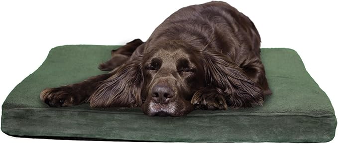 Furhaven Memory Foam Dog Bed for Large/Medium Dogs w/ Removable Washable Cover, For Dogs Up to 55 lbs - Terry & Suede Mattress - Espresso, Large