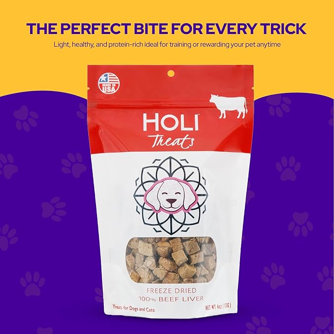 HOLI Freeze Dried Beef Liver Dog Treats – Single Ingredient Beef Dog Treats – Pasture Raised Liver Dog Treats Made in USA – Healthy Liver Treats for Dogs & Diabetic Dog Treat-Friendly - 2oz