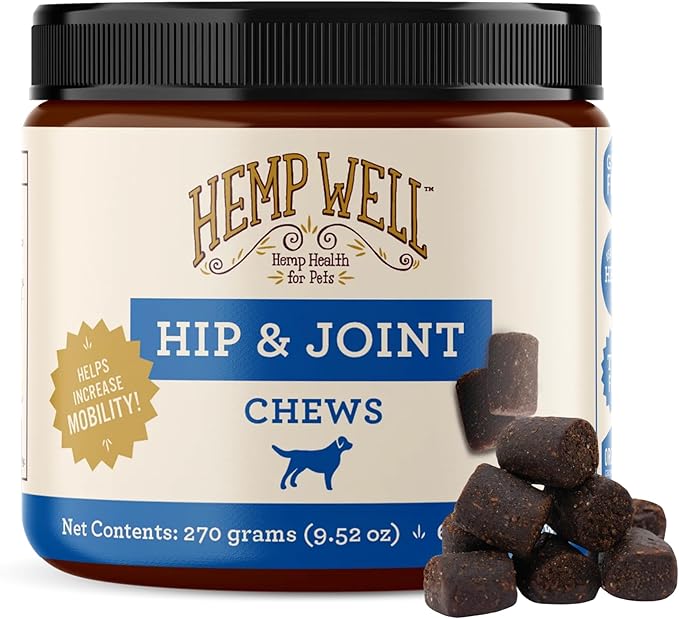 Hemp Well Hip and Joint Soft Chews – Supports Mobility and Promotes Healthy Hips and Joints for Dogs, Organically Sourced (60 Count)