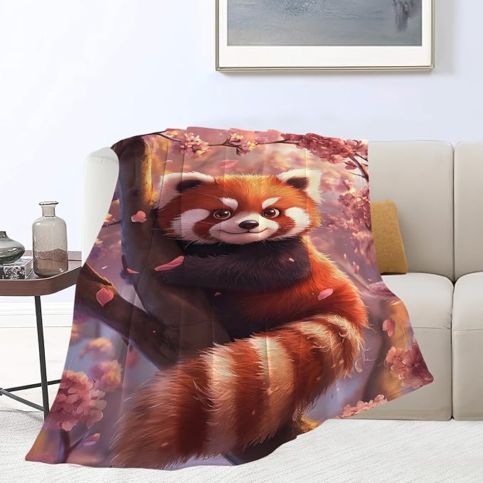 Red Panda Blanket Cute Red Panda Throw Blanket Gifts for Girls Boys Kids Women Men Adults Super Soft Cozy Plush Fluffy Fuzzy Fleece Blanket Home Decor 60''X80''
