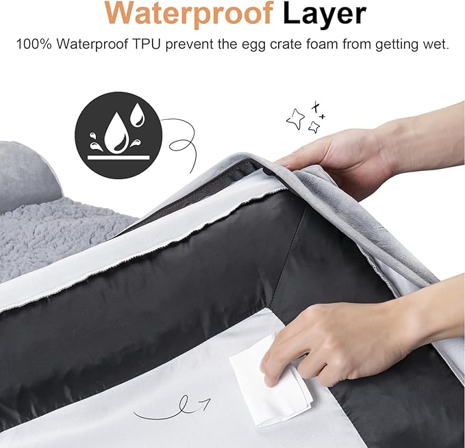 Small Dog Bed Orthopedic Washable: Beds Bolster Small Sized Dogs Cats Bed Egg Crate Foam Couch Sofa Waterproof with Removable Cover