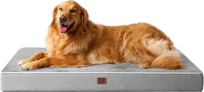 EHEYCIGA Orthopedic Dog Bed Waterproof 41"x27", Memory Foam Pet Bed for XLarged Dogs, Washable Pet Mat with Removable Cover, Grey