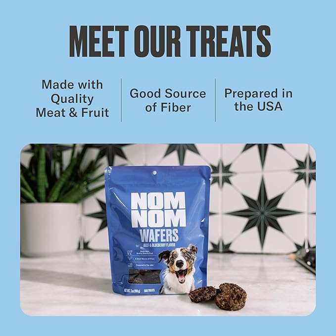 Nom Nom Beef & Blueberry Flavored Treats - Dog Snacks for Training, Rewards, and Mealtime Toppers - No Artificial Flavors or Colors - Prepared in The USA for Dogs 7oz
