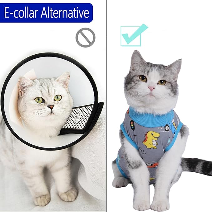 kzrfojy Cat Recovery Suit Cat Onesie for Cats After Surgery Female Male Spay Kitten Neuter Surgical Bodysuit Post Surgery Cone of Shame Alternative Anti Licking (Gray, Large)