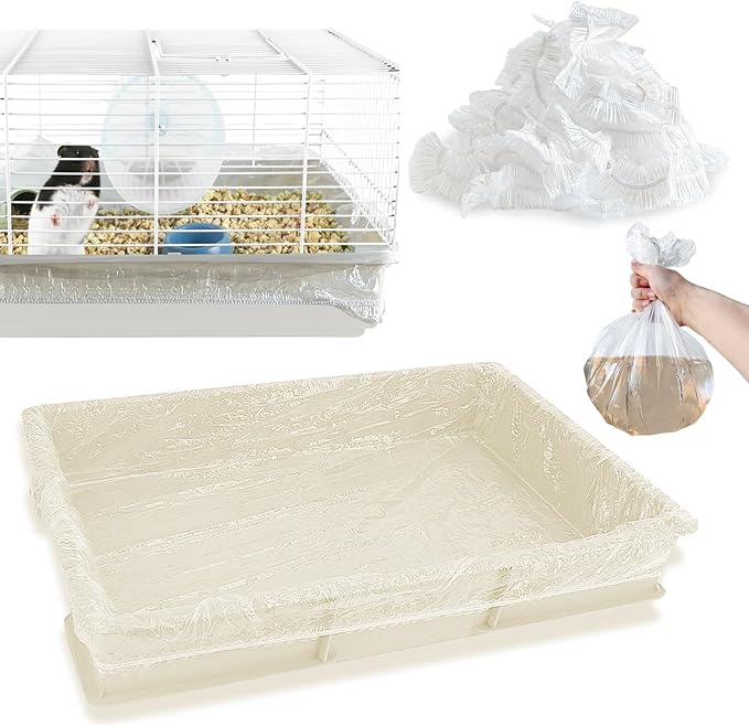 upcessory Disposable 50 pcs Small Animal Cage Liners, Rabbit Tray Film Liner Bunny Litter Pan Bags Guinea Pig Cage Toilet Plastic Film for Bird Hamster Chinchilla Hedgehog