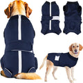 SlowTon Dog Surgery Recovery Suit - Zipper On Dog Onesies After Surgery for Female Male Dogs, Abdominal Wounds Bandages Cone/E-Collar Alternative Dogs Body Suit Anti-Licking(Dark Blue,L)