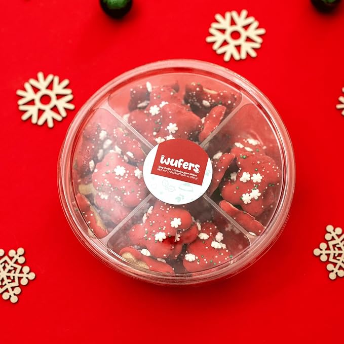 Wufers Pawliday Gourmet Cookie Dog Treats (Sprinkled Bone Platter - Red)