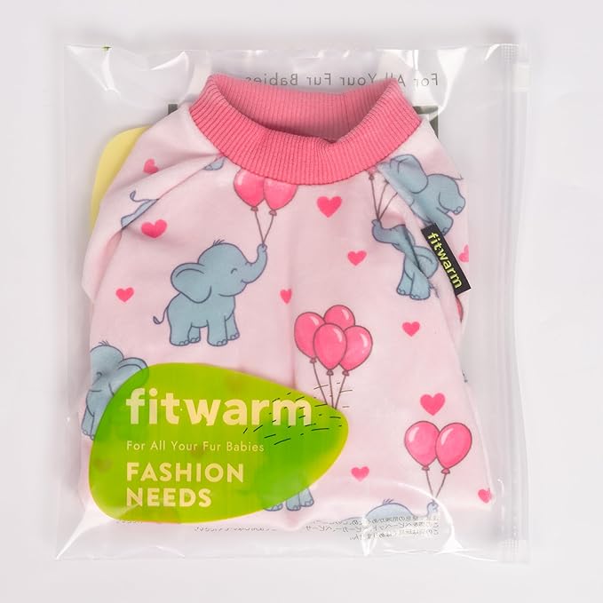 Fitwarm Elephant Fleece Dog Pajamas, Cozy Winter Clothes for Small Dogs Girl, Cute Pet Outfit, Pink, Blue, XL