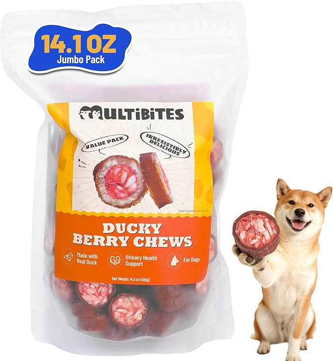 14.1oz Real Duck & Cranberry Filled Roll Dog Treats - Beef Hide Dog Chews for Tartar Control and Dental Care - Puppy Training Treats for All Breed,Large,Small Dogs