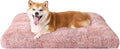 EHEYCIGA Fluffy Dog Crate Bed for Large Dogs, Plush Faux Fur Crate Pad, Calming Anti Anxiety Large Dog Bed, Washable Soft Warm Crate Mat with Non-Slip Bottom, Pink