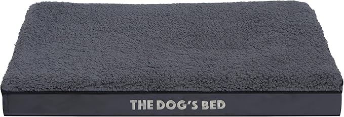 The Dog’s Bed Orthopedic Standard Foam Dog Bed Mattress, Plush Fabric, Grey, Medium