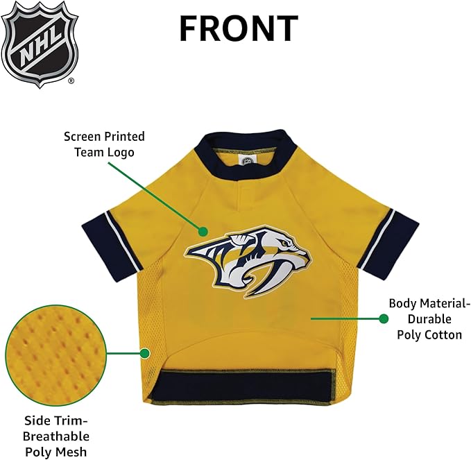 Pets First NHL Nashville Predators Jersey for Dogs & Cats, X-Large. - Let Your Pet Be A Real NHL Fan!