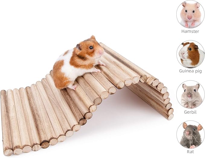 Niteangel Small Animal Climbing Toys - Suspension Bridge Ladder for Hamsters Gerbils Mice Rats Guinea Pigs or Other Small Pets (15.7'' x 7.8'')