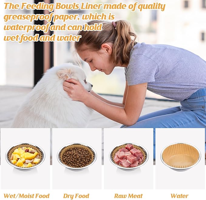 1000 Pcs Bulk Large Pet Disposable Feeding Bowls Liner Cat Food Bowls Paper Liner Pets Disposable Feeding Bowl Small Paper Cat Plates for Small Dogs Cats Dish Bowl