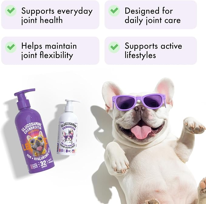 Liquid Glucosamine for Dogs with Chondroitin, MSM & Hyaluronic Acid – Bacon Flavor – Joint Support Supplement for Dogs – All Breeds – 32 oz