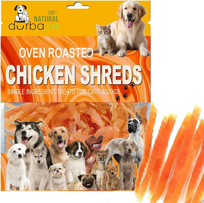 Oven Roasted Single Ingredient Treats for Dogs & Cats | Easy Chew (3.1 oz, Chicken Shreds (Crystal))