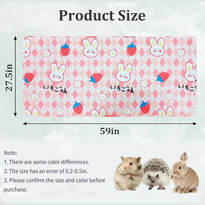 PINVNBY Washable Guinea Pig Cage Liner, Washable Pee Pads for Rabbit Waterproof Reusable Guinea Pig Mat Fast and Super Absorbent Bedding for Small Animals Rabbit Hamster Chinchillas（27.5 W x 59 L）