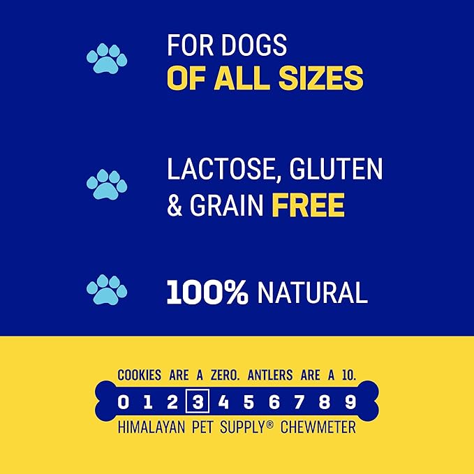 Himalayan Dog Chew Yak Cheese Dog Chews,Lactose Free & Grain Free,USA Made,for All-Dog Breeds,Medium Density Cheese Chew,Resealable Pouch with 3 YUM Treats,Chicken Flavor,(Pack of 2)
