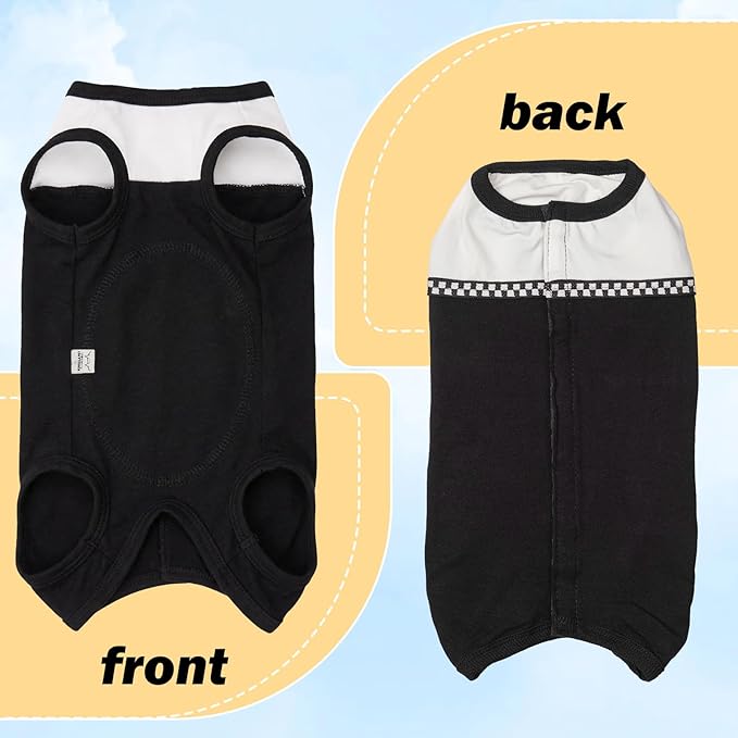 Kukaster Pet Dog Surgical Suit - Recovery Onesie for Dogs After Surgery, Spayed Female/Male Puppy, Breathable Anti-Lick Clothes, Alternative to Cone(Black and White-xs)