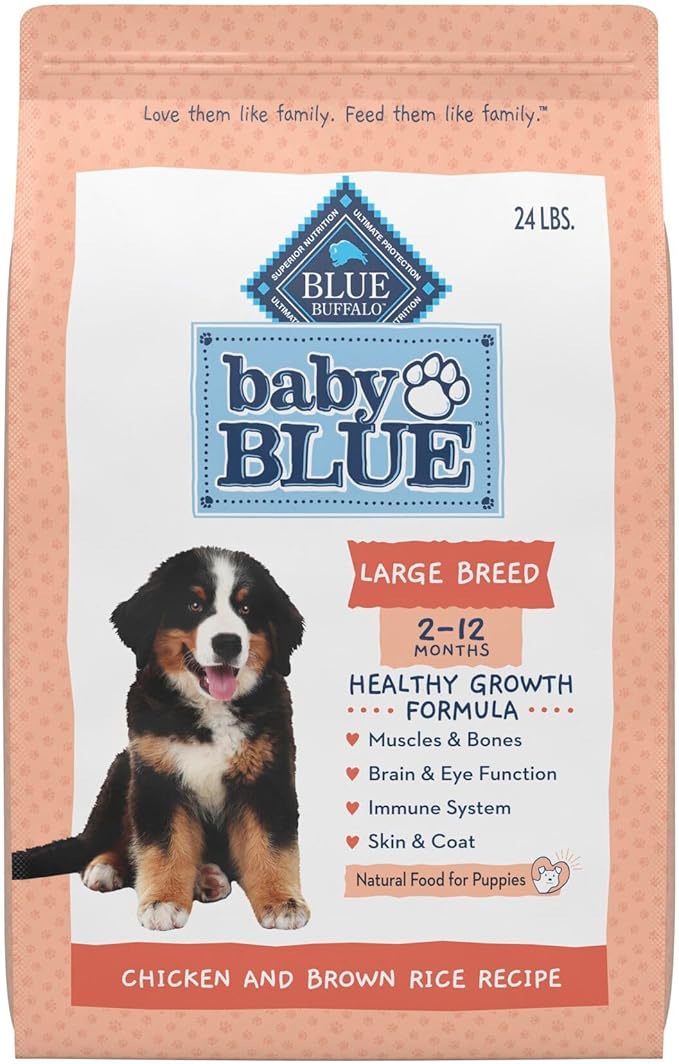 Blue Buffalo Baby Blue Natural Large Breed Puppy Dry Dog Food, Healthy Growth Formula with DHA, Chicken and Brown Rice Recipe, 24-lb Bag