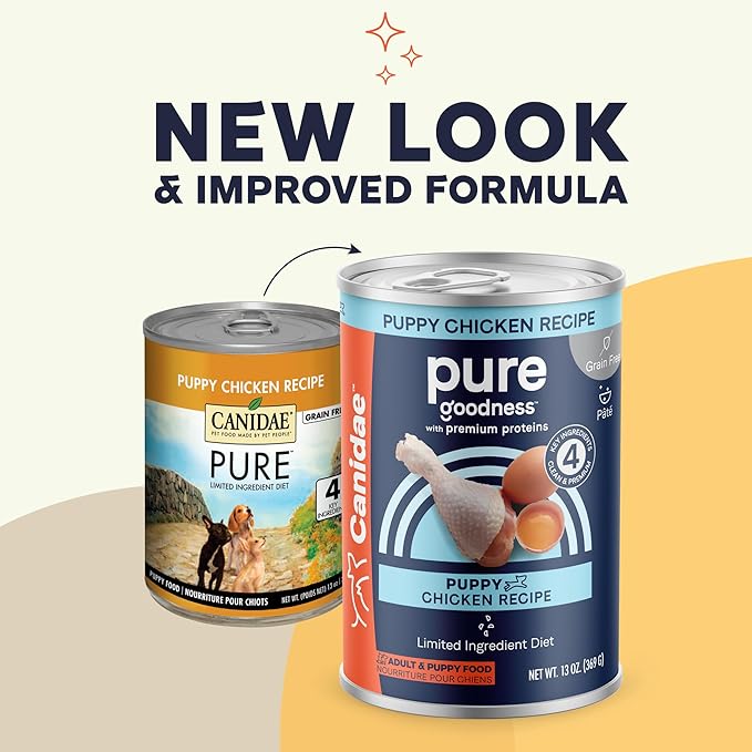 Canidae Pure Limited Ingredient Premium Puppy Wet Dog Food, Chicken Recipe, 13 oz. (Case of 12), Grain Free