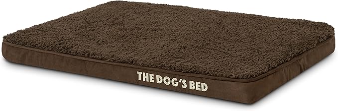 The Dog’s Bed Orthopedic Memory Foam Dog Bed for Small Dogs, Waterproof Washable Cover, Anti-Slip Base, Calming Surface – CertiPUR-Certified Foam, Brown Plush, 2 Inch Thick