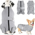 SlowTon Dog Surgery Recovery Suit - Zipper On Dog Onesies After Surgery for Female Male Dogs, Abdominal Wounds Bandages Cone/E-Collar Alternative Dogs Body Suit Anti-Licking (Grey,L)