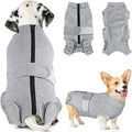 SlowTon Dog Surgery Recovery Suit - Zipper On Dog Onesies After Surgery for Female Male Dogs, Abdominal Wounds Bandages Cone/E-Collar Alternative Dogs Body Suit Anti-Licking (Grey,XS)