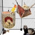 EAEDMY Guinea Pig, Rat & Ferret Tree Hole Bed and Hammock Tunnel, Parrot Bird Hideout and Soft Bed