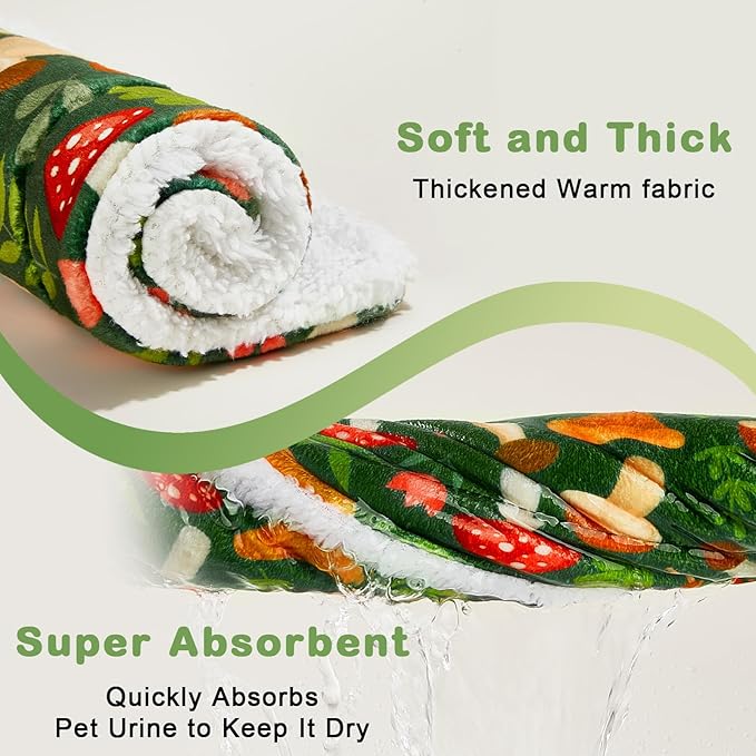 Glittme 4Pcs Bunny Bed Rabbit Bed for Indoor Cage Soft Guinea Pig Bed Fleece Mat Pad Warm Small Animal Bedding Accessories for Hamster Ferret Washable Non-Slip Rabbit Hide House Liner