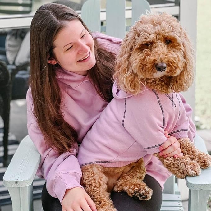 Blueberry Pet Essentials Dog Hoodie – 22 inch, Cotton‑Blend Sweatshirt with Hood, Pink Lilac, Machine‑Washable Small‑Dog Jersey