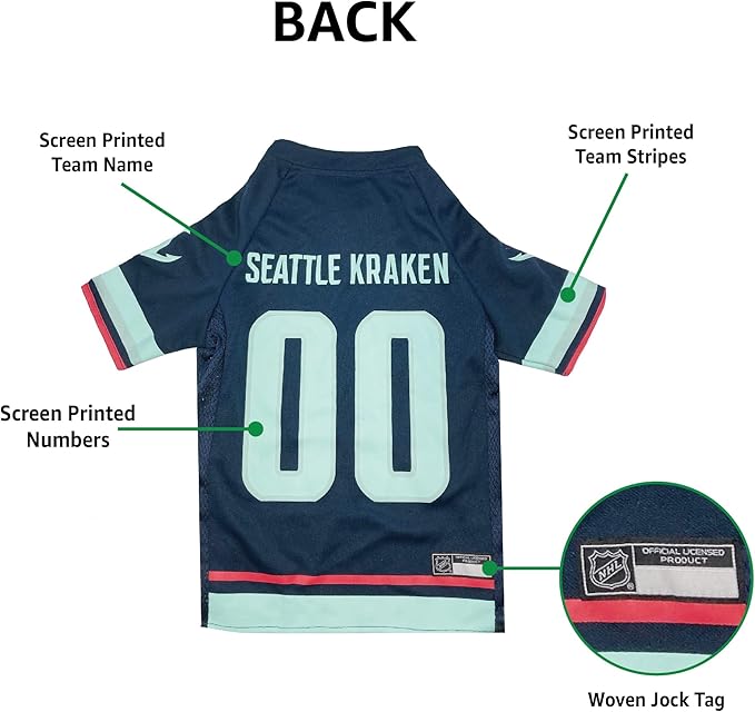NHL Seattle Kraken Jersey for Dogs & Cats. - Size: XX-Large. Best PET Jersey for The New HOT Ice Hockey Team for Puppies, Large Dogs, Kittens & Large Cats